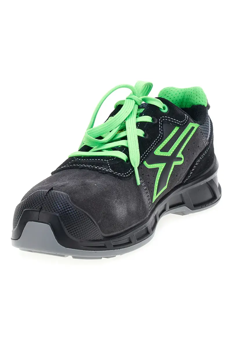 Scarpe antinfortunistiche da uomo nere verdi basse in pelle U Power Taylor S ESD [NERO miniatura 3