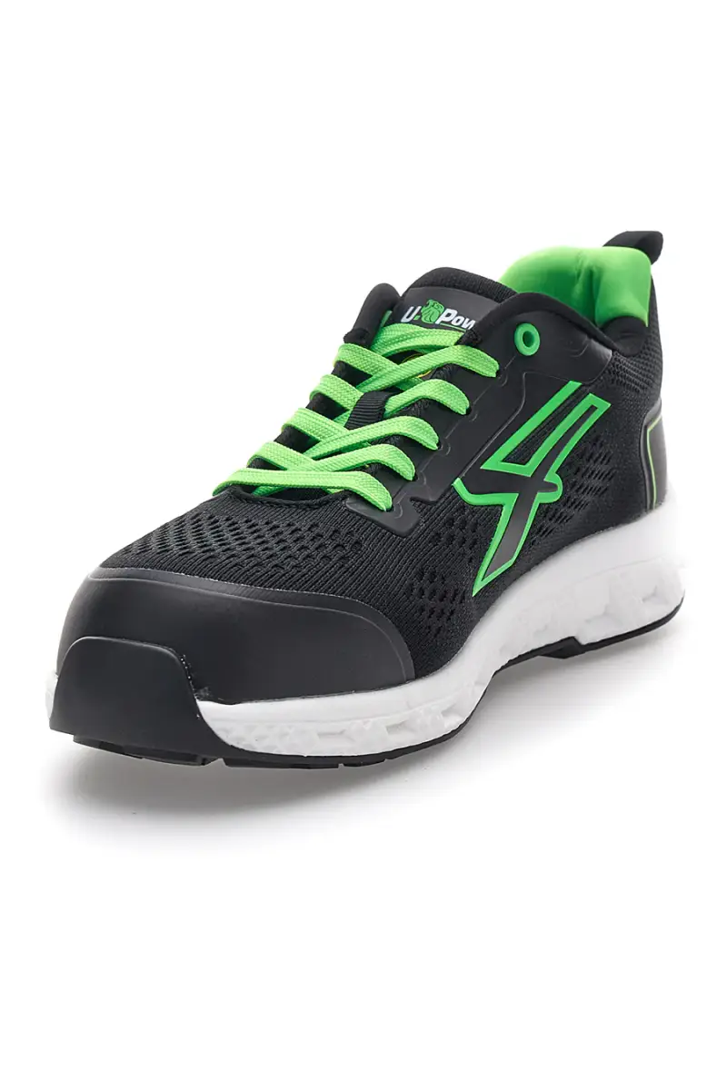 Scarpe antinfortunistiche da uomo nere verdi basse U Power Aton ESD [NERO miniatura 3