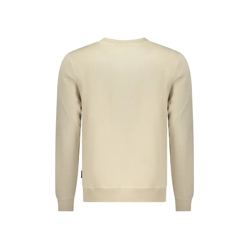 Felpa Uomo Beige Girocollo Felpata Stampa Logo miniatura 2