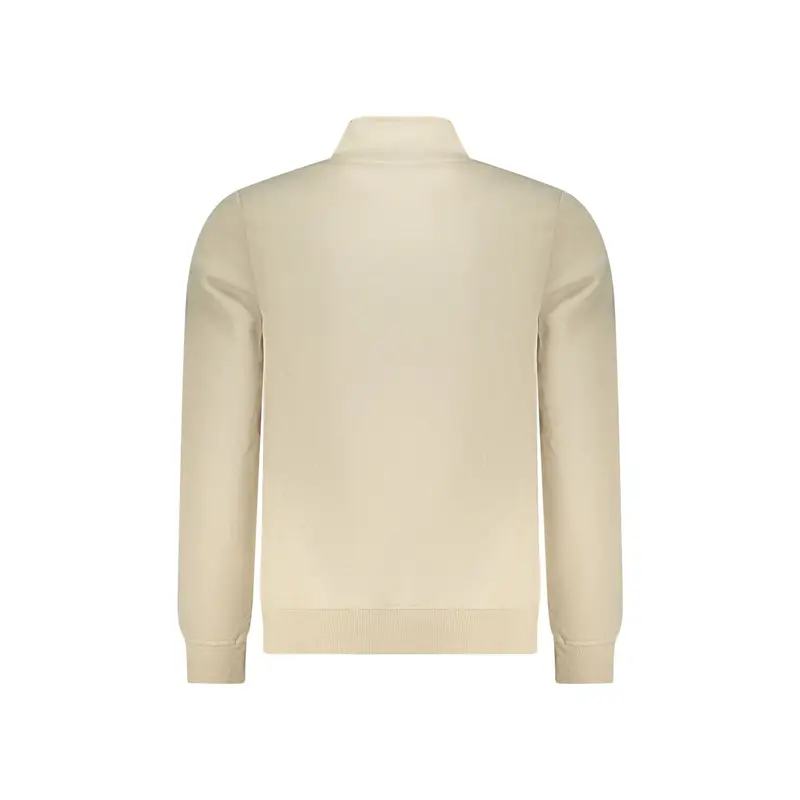 Felpa Uomo Beige Mezza Zip Felpata Logo miniatura 2