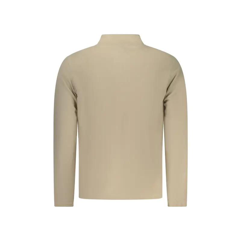 Felpa Uomo Beige Mezza Zip Pile Ricamo Logo miniatura 2