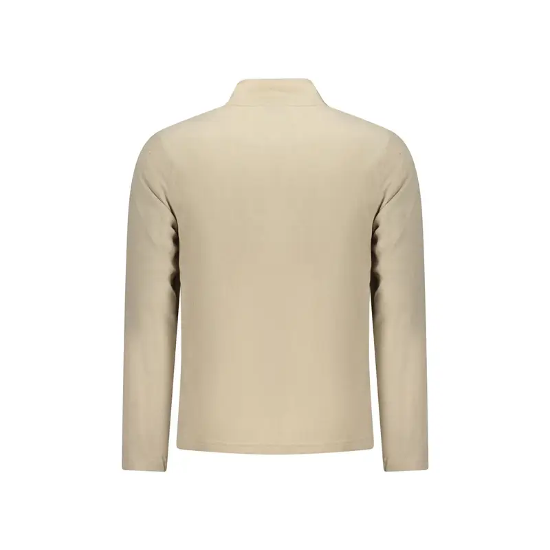 Felpa Uomo Beige Zip Pile Ricamo Logo miniatura 2
