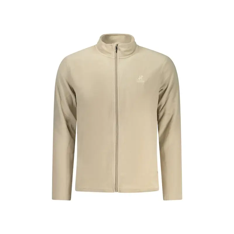 Felpa Uomo Beige Zip Pile Ricamo Logo