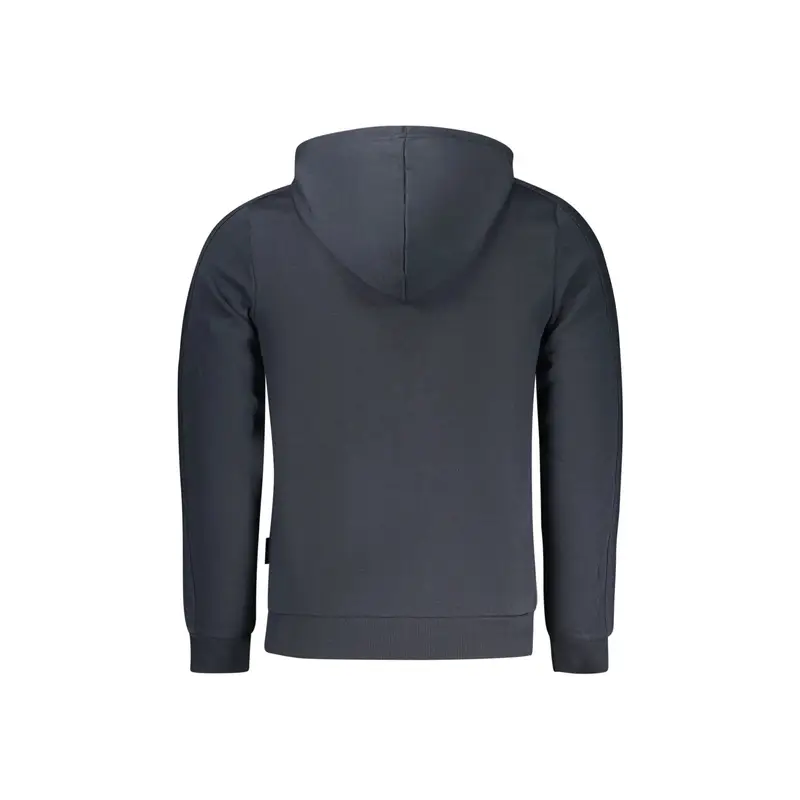 Felpa Uomo Blu con Cappuccio Zip Felpata Tasche Logo miniatura 2