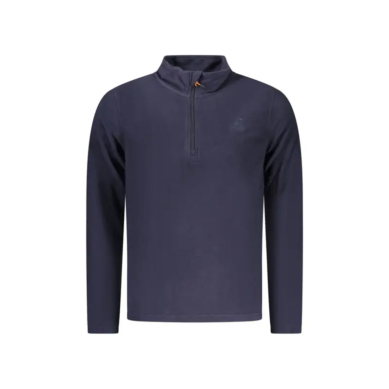 Felpa Uomo Blu con Mezza Zip Pile Ricamo Logo