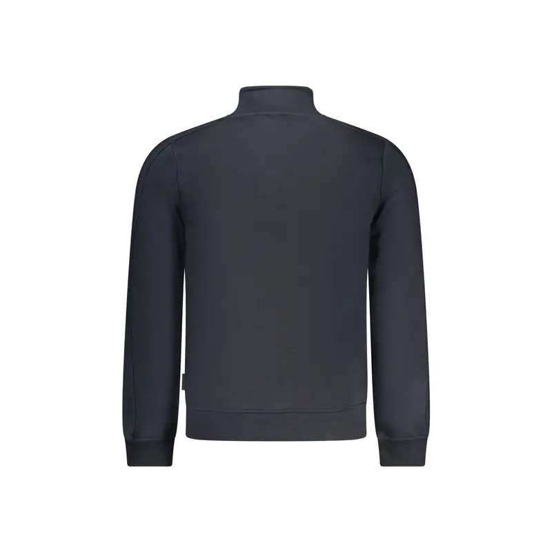 Felpa Uomo Blu con Zip Felpata Tasche Ricamo Logo miniatura 2