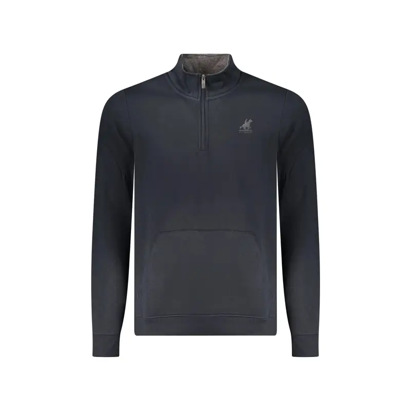 Felpa Uomo Blu Mezza Zip Felpata Logo