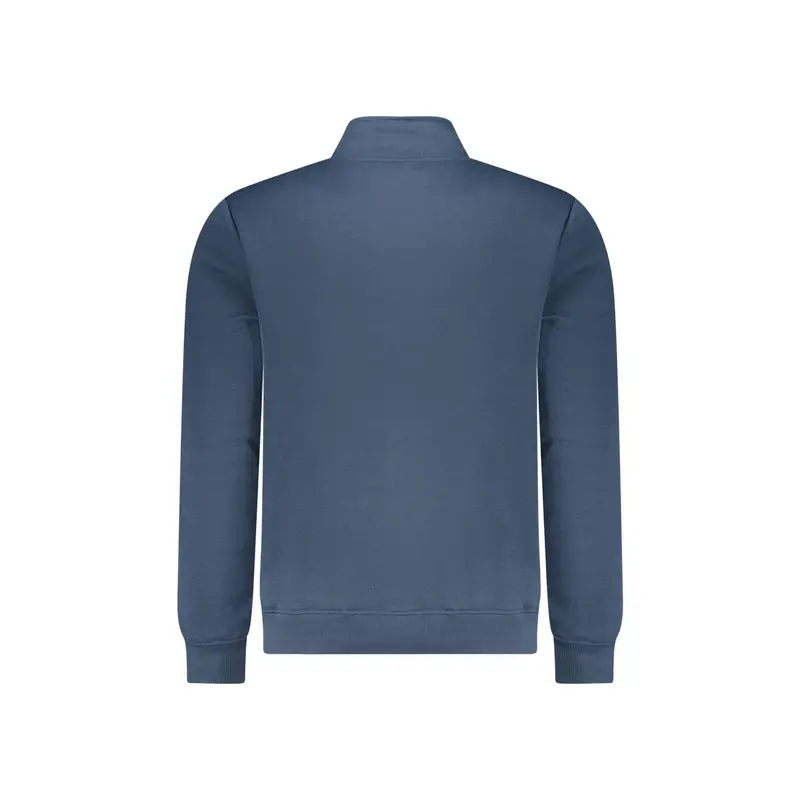 Felpa Uomo Blu Mezza Zip Felpata Tascone Stampa Logo miniatura 2
