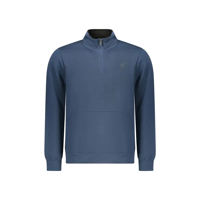 Felpa Uomo Blu Mezza Zip Felpata Tascone Stampa Logo