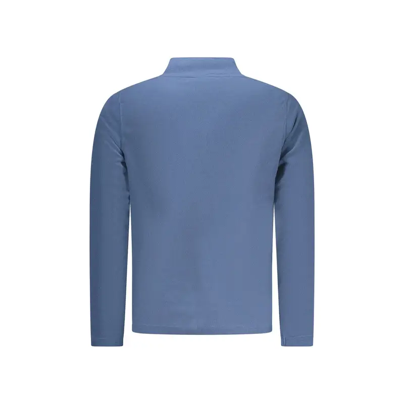 Felpa Uomo Blu Mezza Zip Pile Ricamo Logo miniatura 2