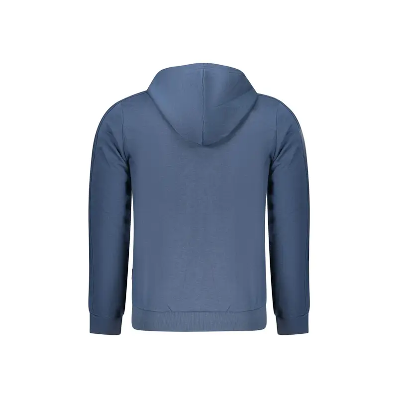 Felpa Uomo Blu Zip Cappuccio Felpata Logo miniatura 2