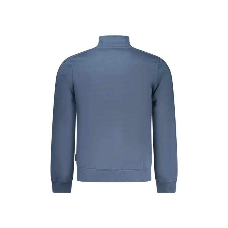 Felpa Uomo Blu Zip Felpata Tasche Ricamo Logo miniatura 2