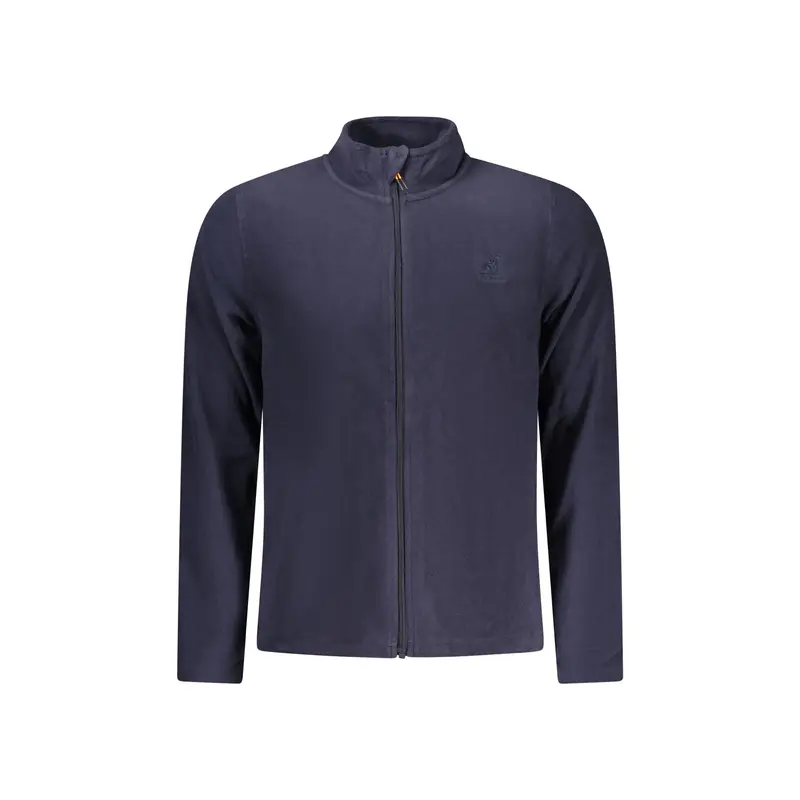 Felpa Uomo Blu Zip Pile Ricamo Logo