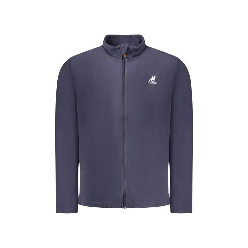 Felpa Uomo Blu Zip Pile Ricamo Logo