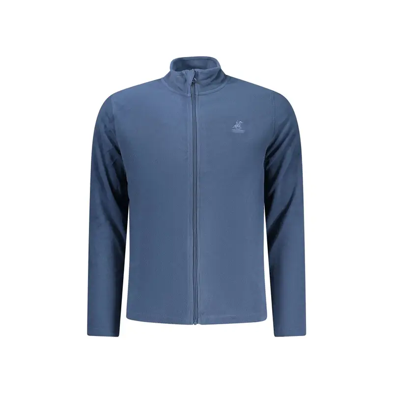 Felpa Uomo Blu Zip Pile Ricamo Logo