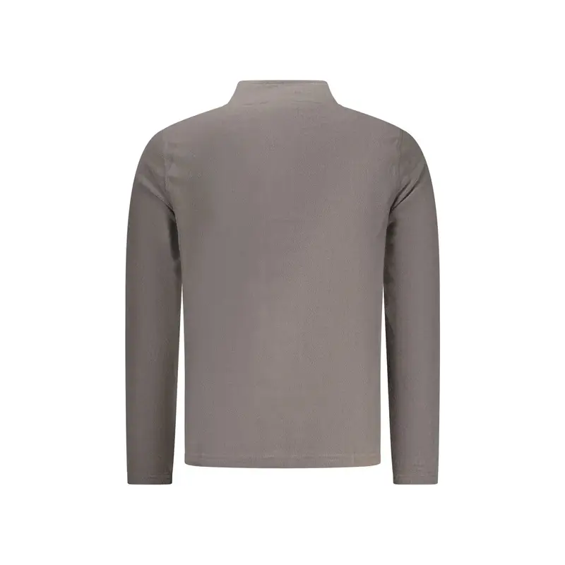 Felpa Uomo Grigia Mezza Zip Pile Ricamo Logo Grigio miniatura 2