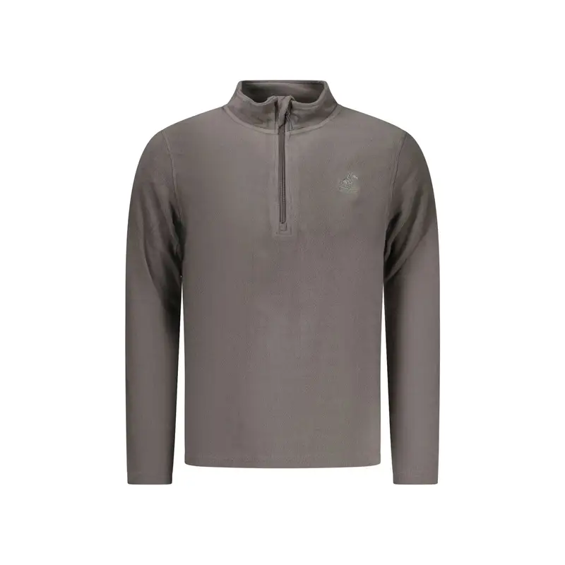 Felpa Uomo Grigia Mezza Zip Pile Ricamo Logo Grigio