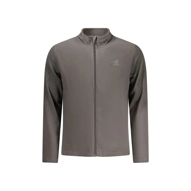 Felpa Uomo Grigia Zip Pile Ricamo Logo Grigio