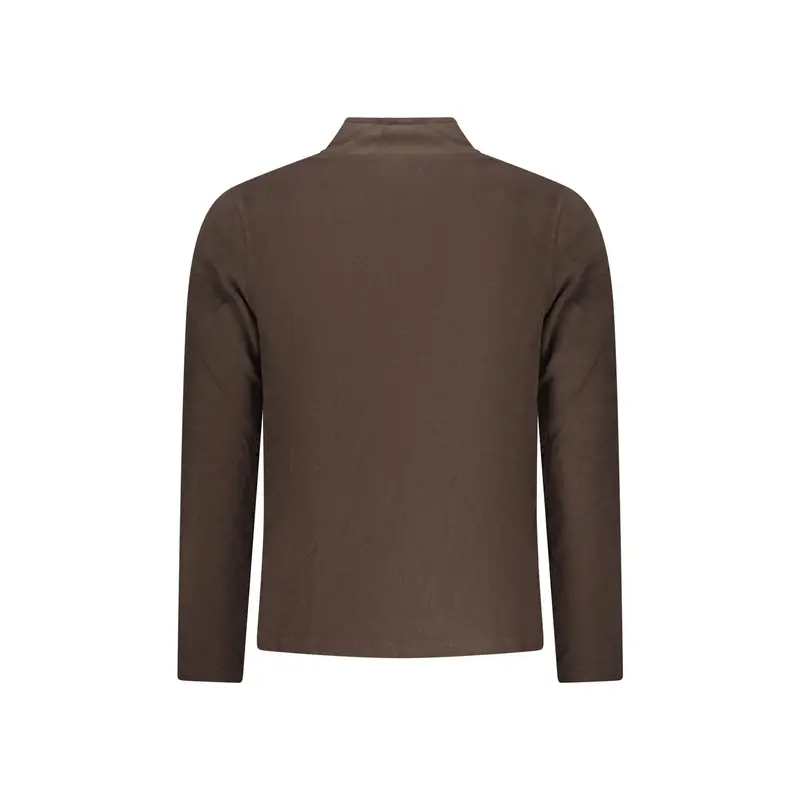 Felpa Uomo Marrone Zip Pile Ricamo Logo miniatura 2