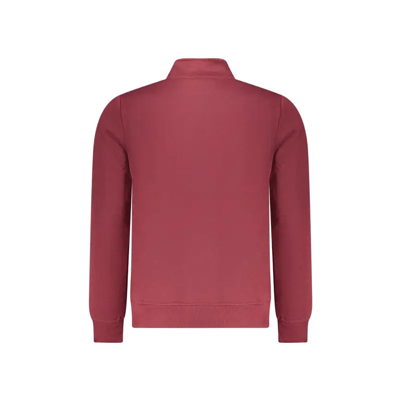 Felpa Uomo Mezza Zip Tascone Centrale Felpata Stampa Logo Rosso miniatura 2