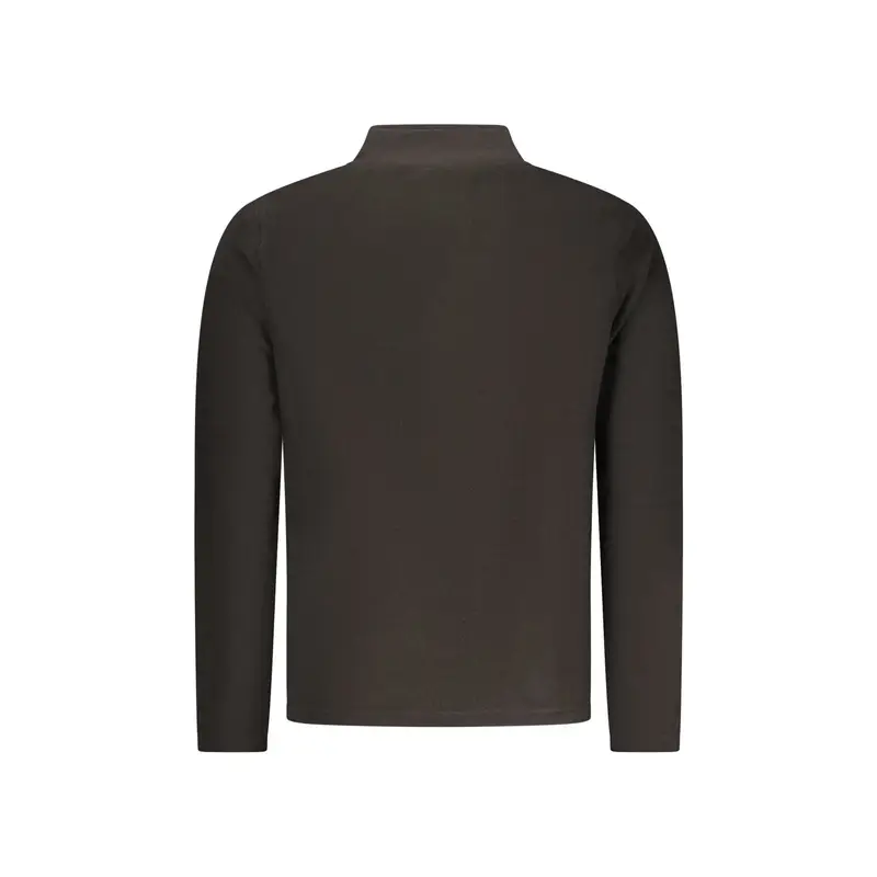 Felpa Uomo Nera con Mezza Zip Pile Ricamo Logo Nero miniatura 2