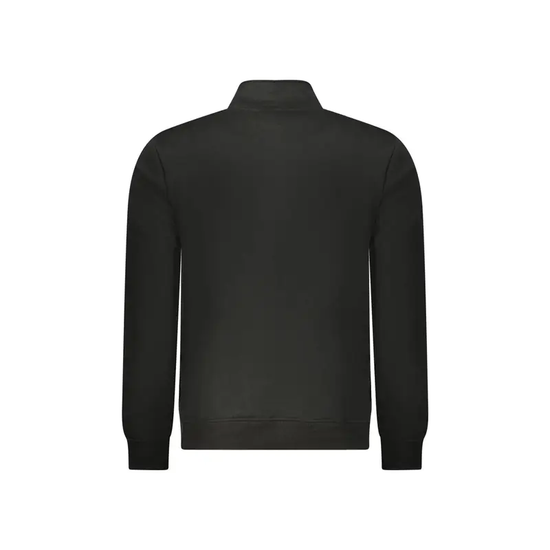 Felpa Uomo Nera Mezza Zip Felpata Logo Nero miniatura 2