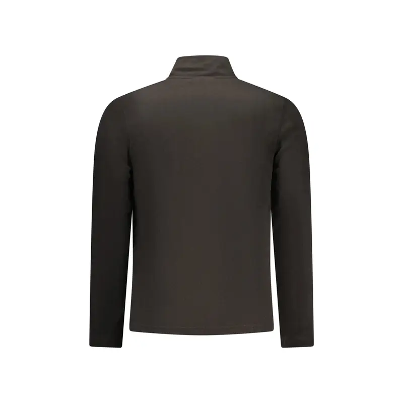 Felpa Uomo Nera Zip Pile Ricamo Logo Nero miniatura 2