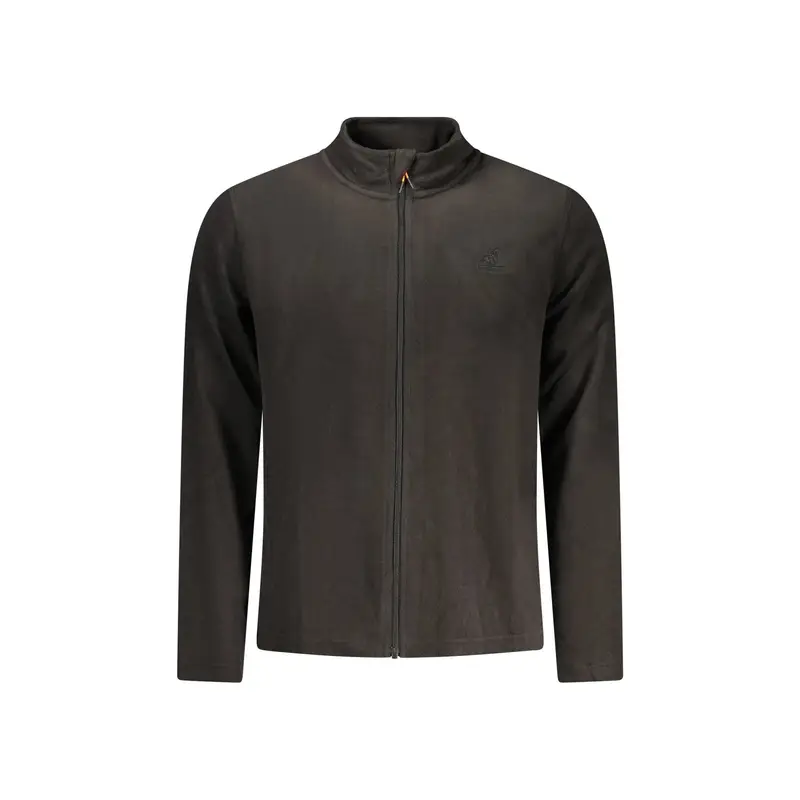 Felpa Uomo Nera Zip Pile Ricamo Logo Nero