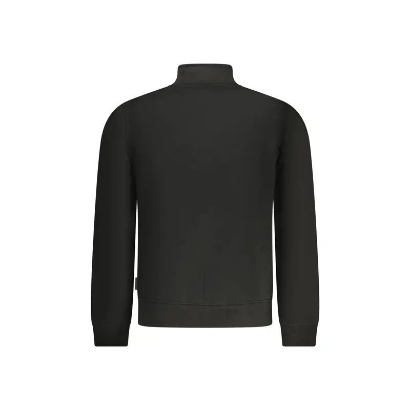 Felpa Uomo Nero con Zip Felpata Tasche Ricamo Logo miniatura 2