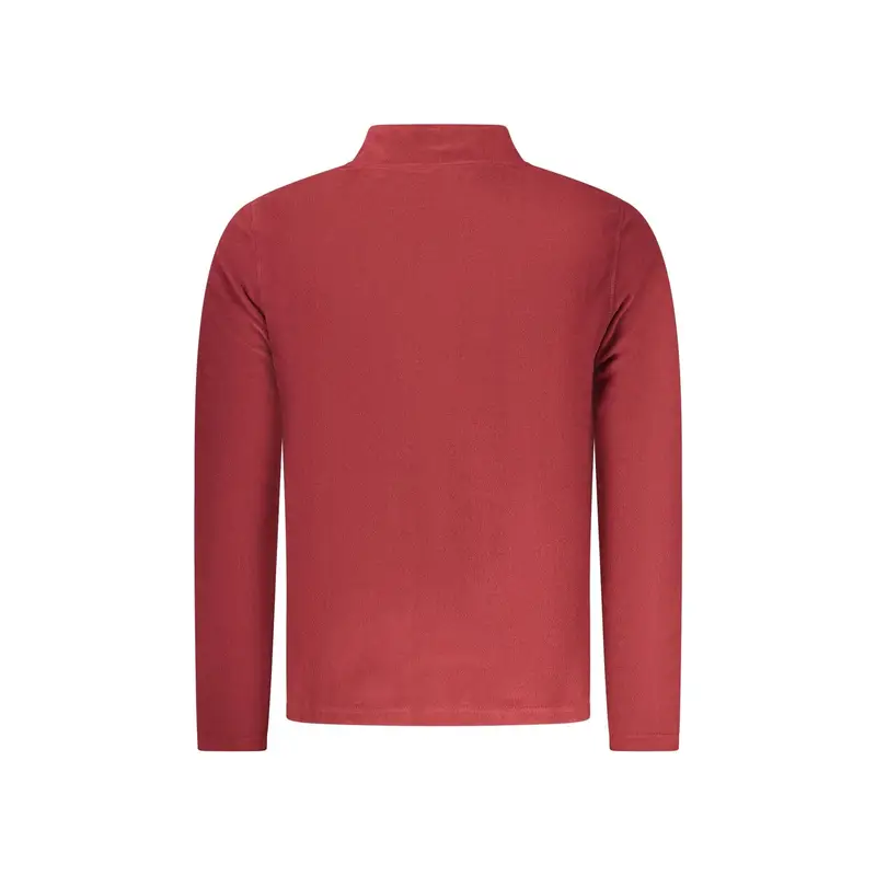 Felpa Uomo Rossa Mezza Zip Pile Ricamo Logo Rosso miniatura 2
