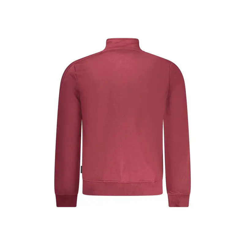 Felpa Uomo Rossa Zip Felpata Tasche Ricamo Logo Rosso miniatura 2