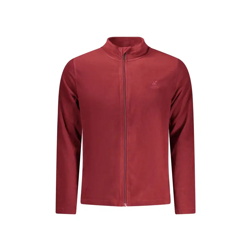 Felpa Uomo Rossa Zip Pile Ricamo Logo Rosso