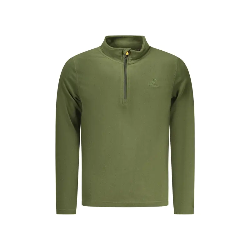 Felpa Uomo Verde con Mezza Zip Pile Ricamo Logo