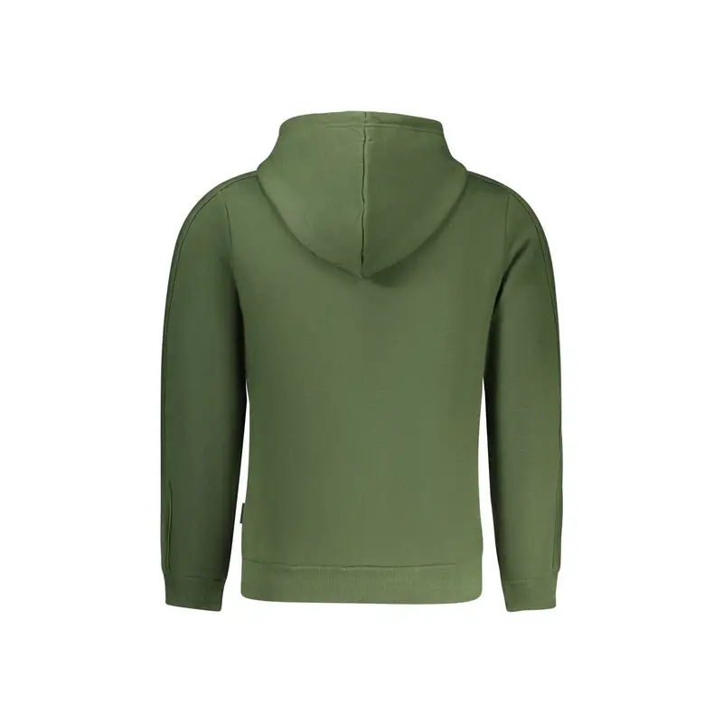 Felpa Uomo Verde Zip Cappuccio Felpata Logo miniatura 2