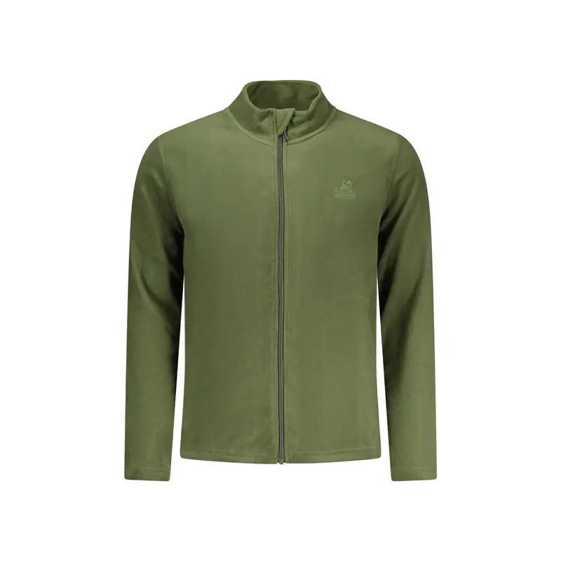 Felpa Uomo Verde Zip Pile Ricamo Logo