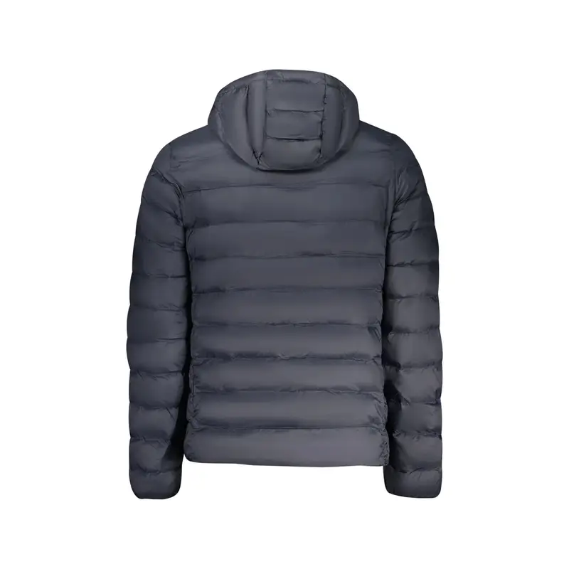 Giubbotto Uomo Blu Cappuccio Zip Tasche Logo miniatura 2