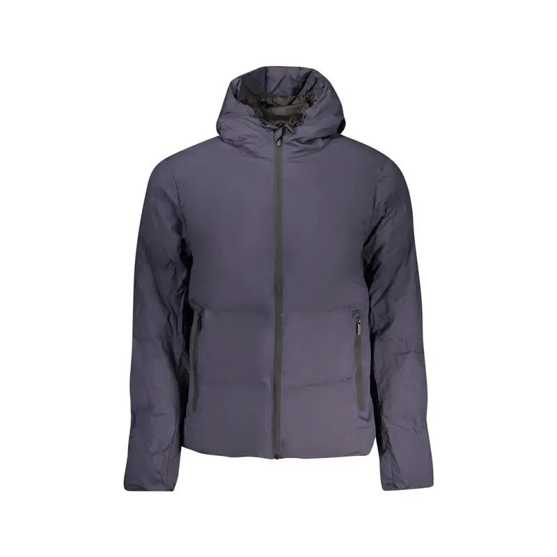 Giubbotto Uomo Blu con Cappuccio Applicazione Logo