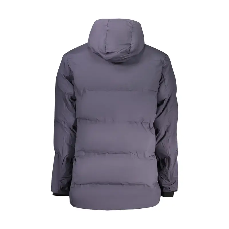 Giubbotto Uomo Blu Lungo con Cappuccio Applicazione Logo miniatura 2