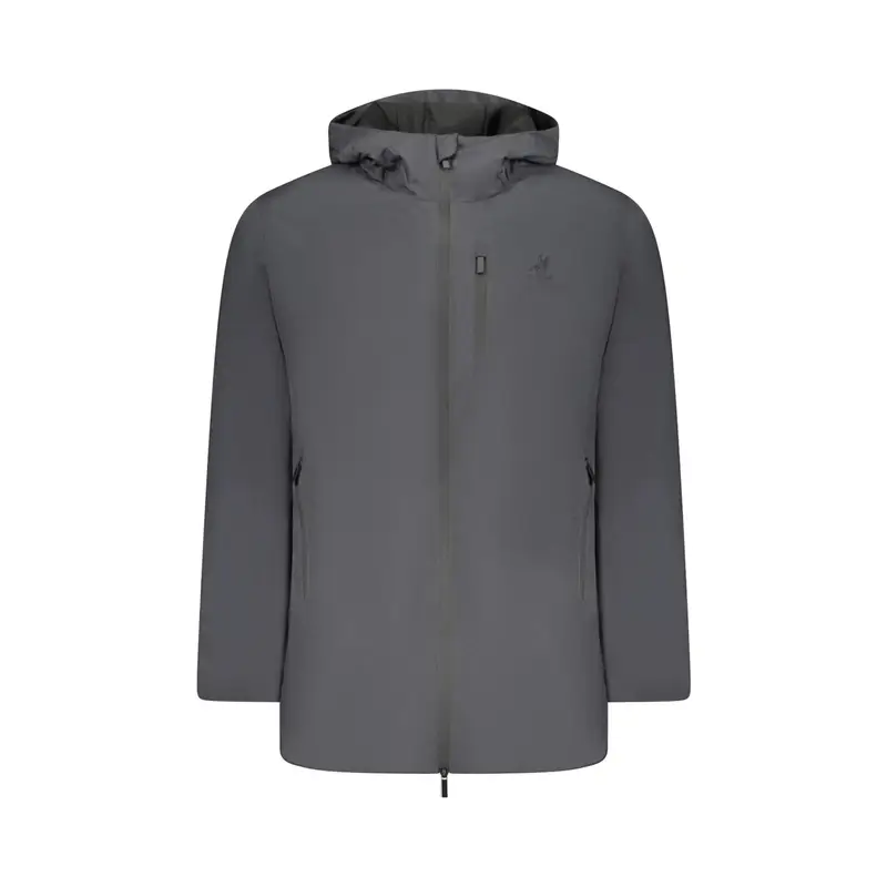 Giubbotto Uomo Nero Cappuccio Ricamo Logo