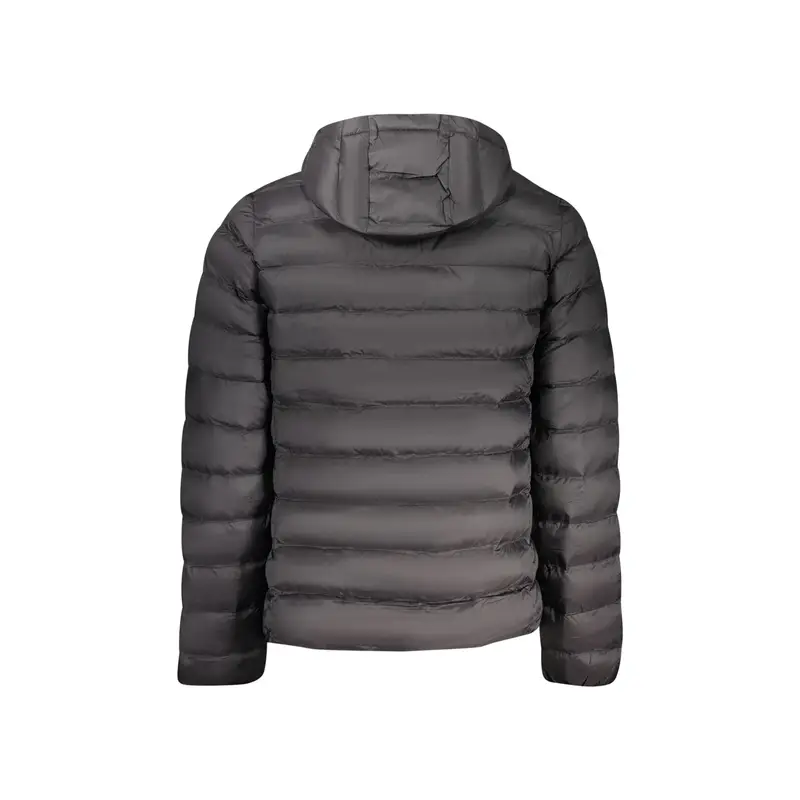 Giubbotto Uomo Nero Cappuccio Zip Tasche Logo miniatura 2