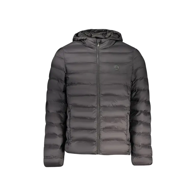 Giubbotto Uomo Nero Cappuccio Zip Tasche Logo