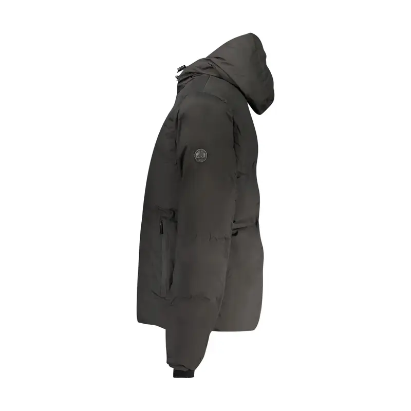 Giubbotto Uomo Nero con Cappuccio Applicazione Logo miniatura 3