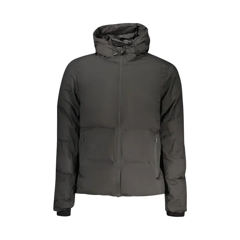 Giubbotto Uomo Nero con Cappuccio Applicazione Logo