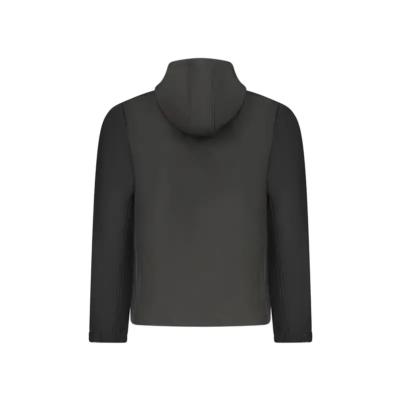 Giubbotto Uomo Nero Soft Shell Cappuccio Tasche Logo miniatura 2