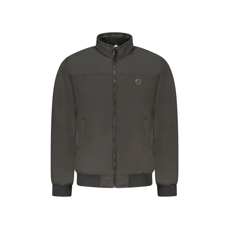 Giubbotto Uomo Nero Zip Interno Pile Applicazione Logo