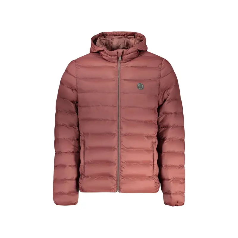 Giubbotto Uomo Rosso Cappuccio 100 Gr Leggero Logo