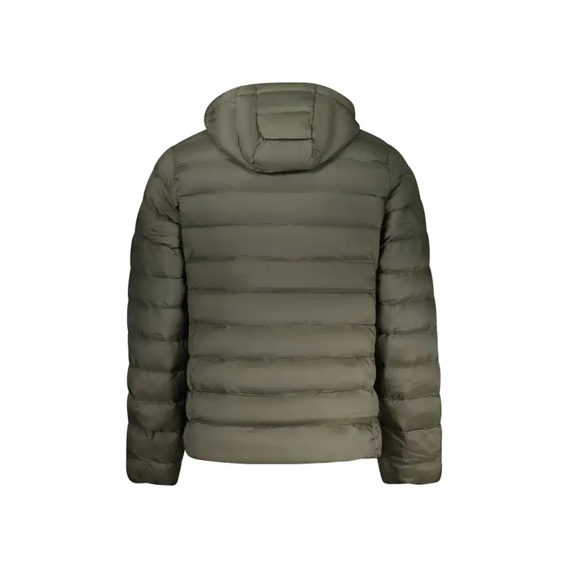 Giubbotto Uomo Verde Cappuccio Zip Tasche Logo miniatura 2