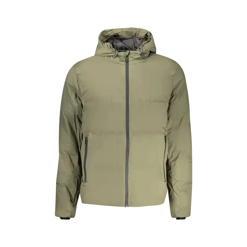 Giubbotto Uomo Verde con Cappuccio Applicazione Logo