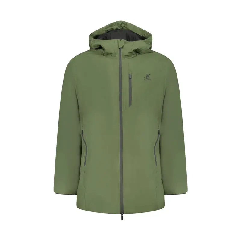 Giubbotto Uomo Verde con Cappuccio Zip Ricamo Logo