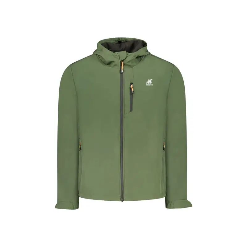 Giubbotto Uomo Verde Soft Shell Cappuccio Tasche Logo